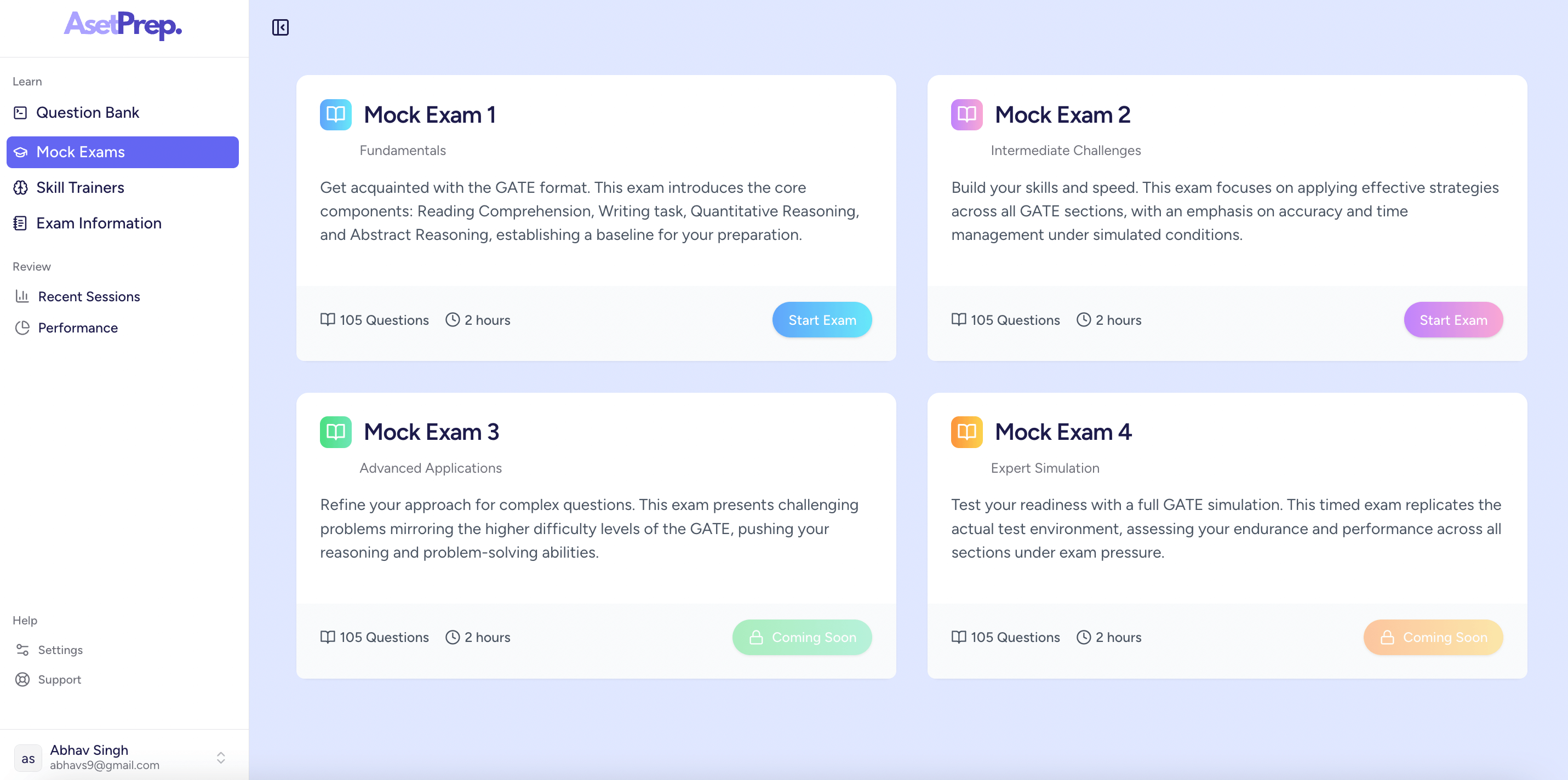 Mock Exam Interface