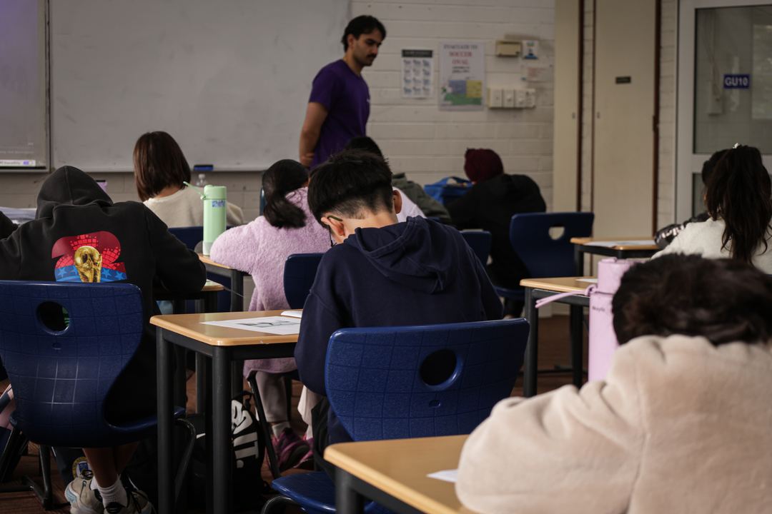A full classroom sitting the mock exam