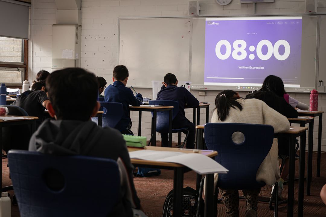 Eight minutes remaining on the exam clock